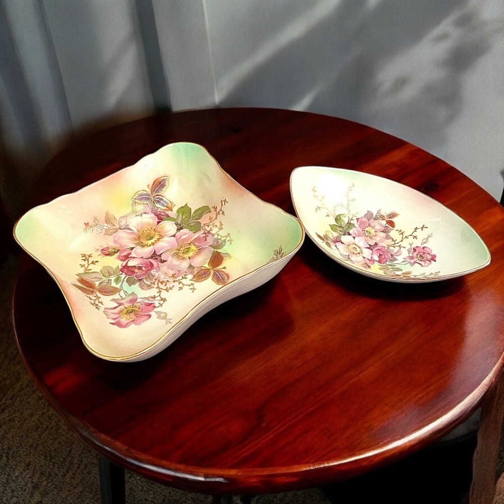 Schumann Arzberg Bavaria “Wild Rose Blush” Smooth Duo – Veg Bowl – Relish Dish